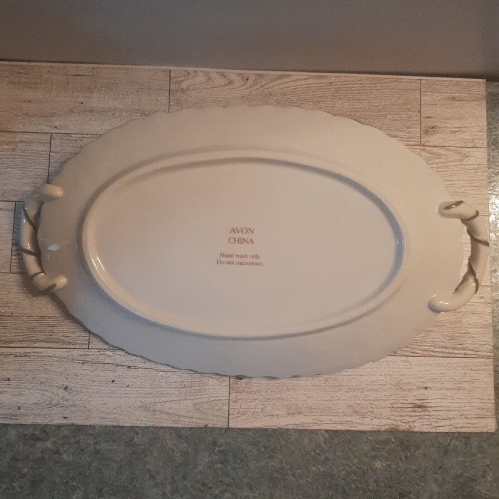Vintage Avon Easter Spring Serving Platter Pottery Dish Duck Flowers Handle 2001 - Picture 6 of 13